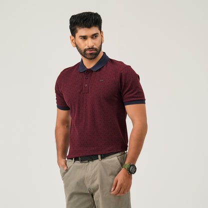 Men Maroon Cotton Polo