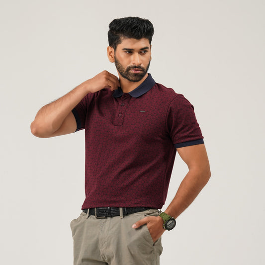 Men Maroon Cotton Polo