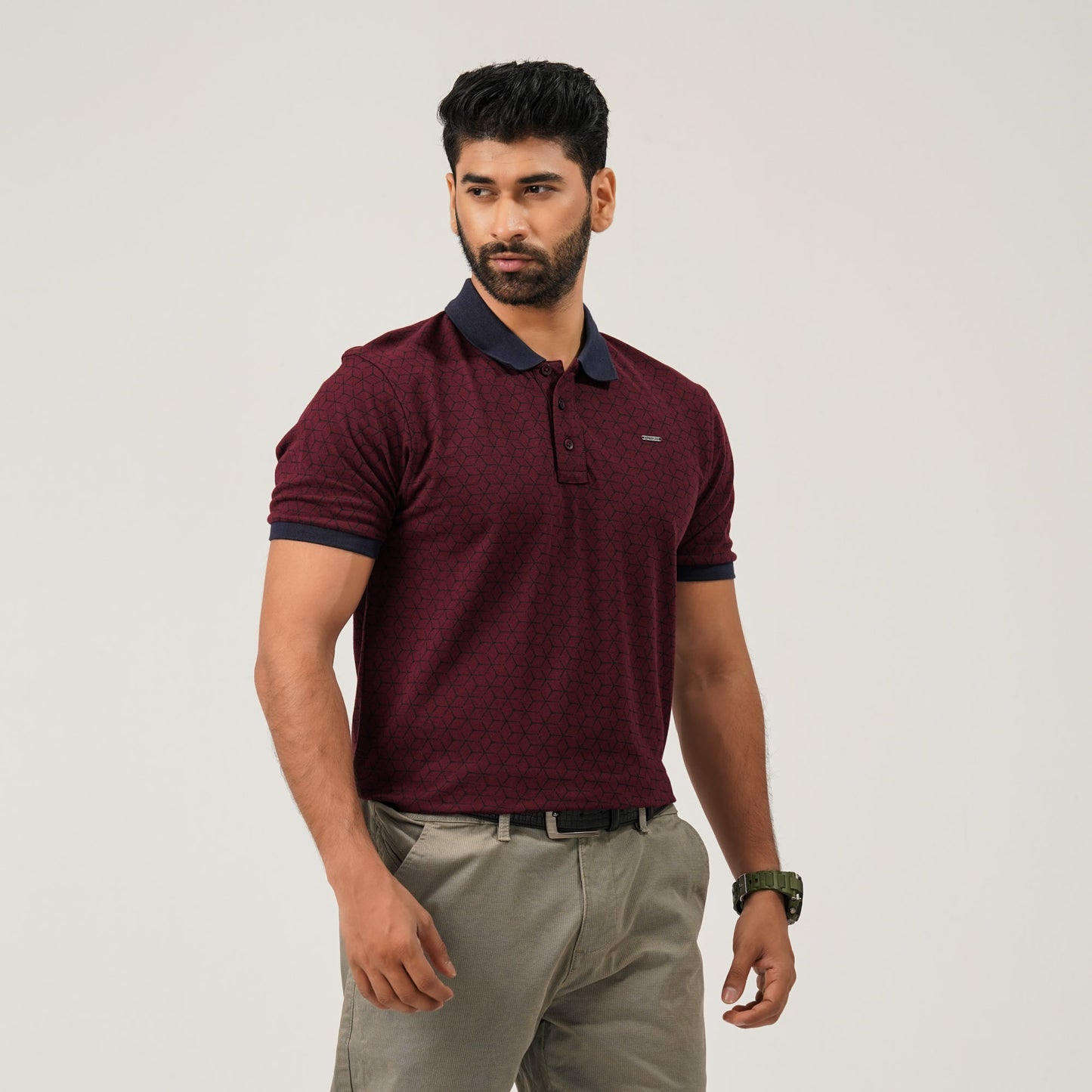 Men Maroon Cotton Polo