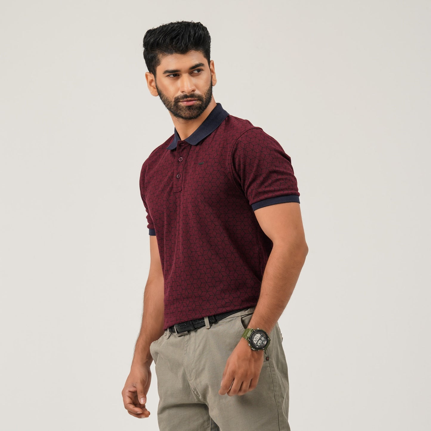Men Maroon Cotton Polo