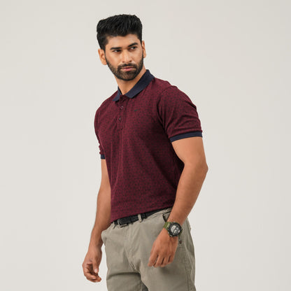 Men Maroon Cotton Polo