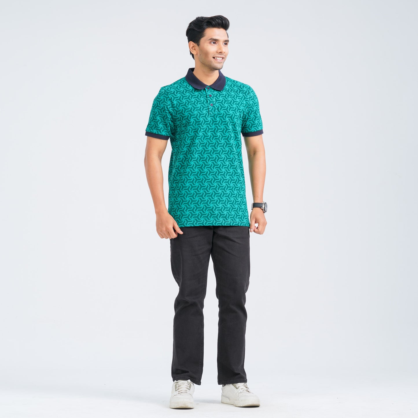Men's Green Cotton Polo