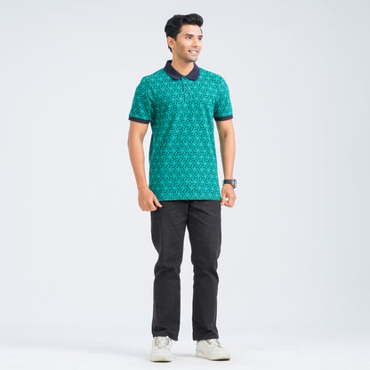 Men's Green Cotton Polo