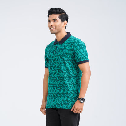 Men's Green Cotton Polo