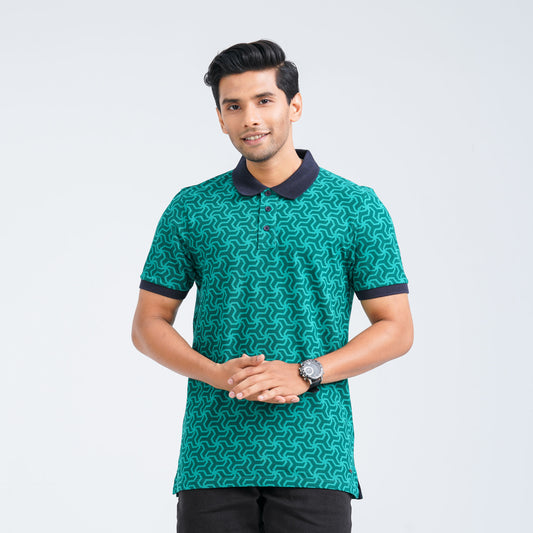 Men's Green Cotton Polo