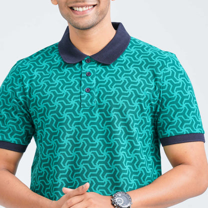 Men's Green Cotton Polo