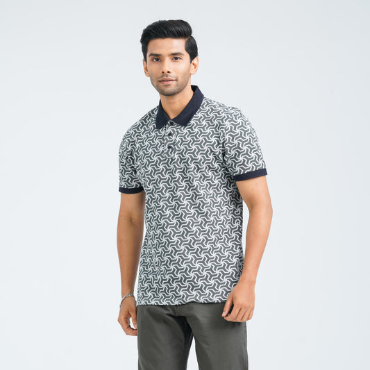 Men's Light Grey Cotton Polo