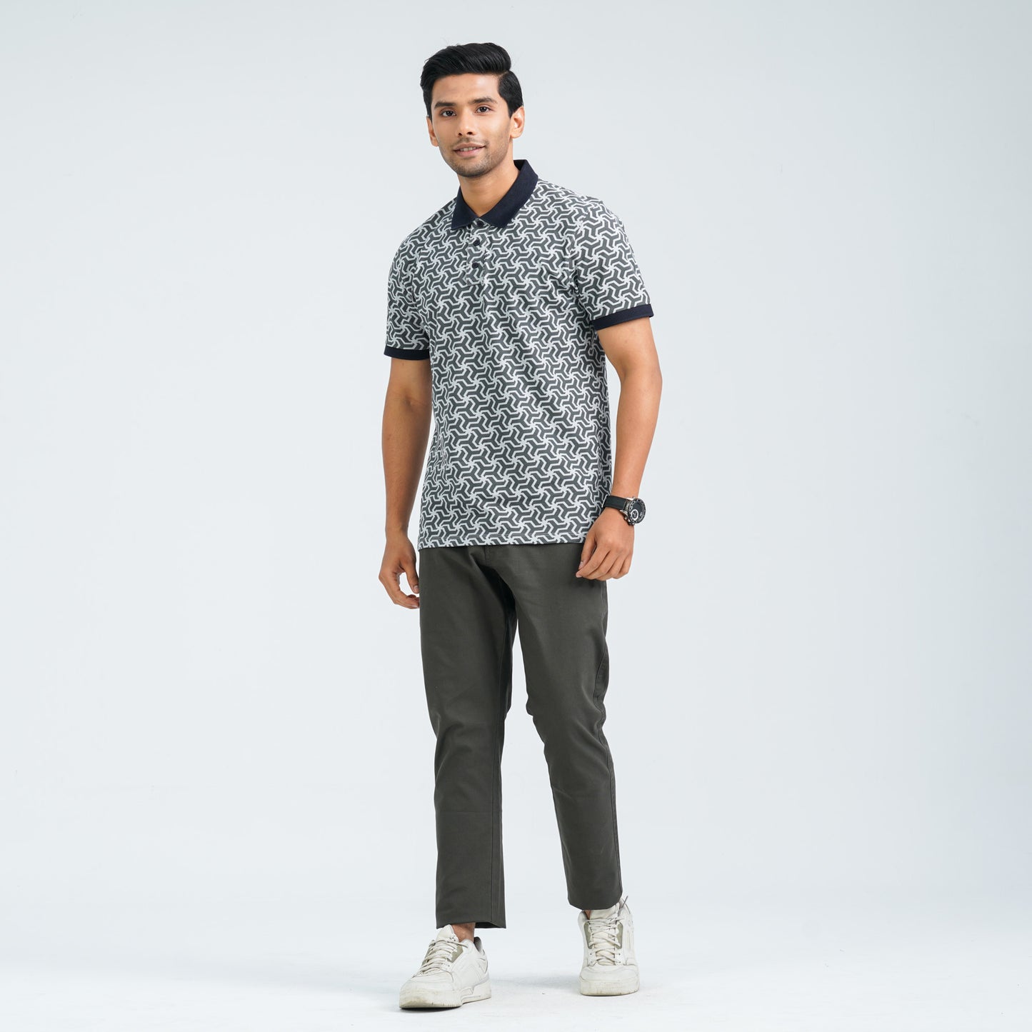 Men's Light Grey Cotton Polo