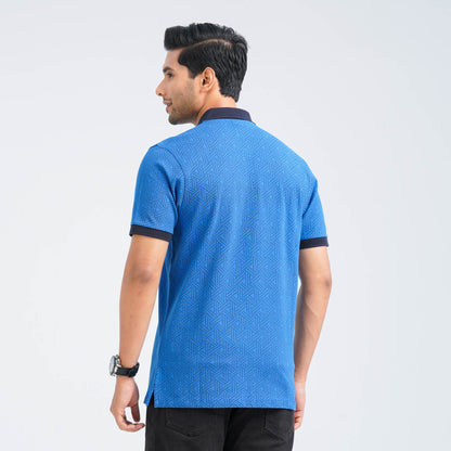 Men's Blue Cotton Polo