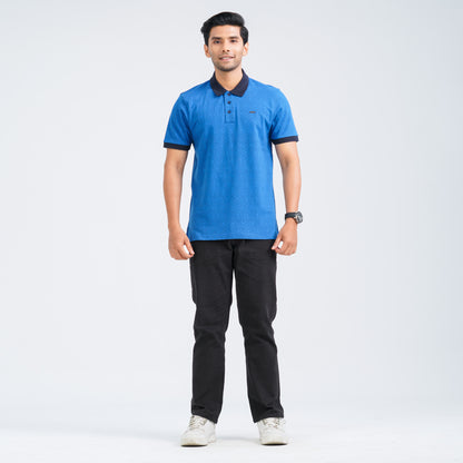 Men's Blue Cotton Polo