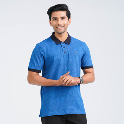 Men's Blue Cotton Polo
