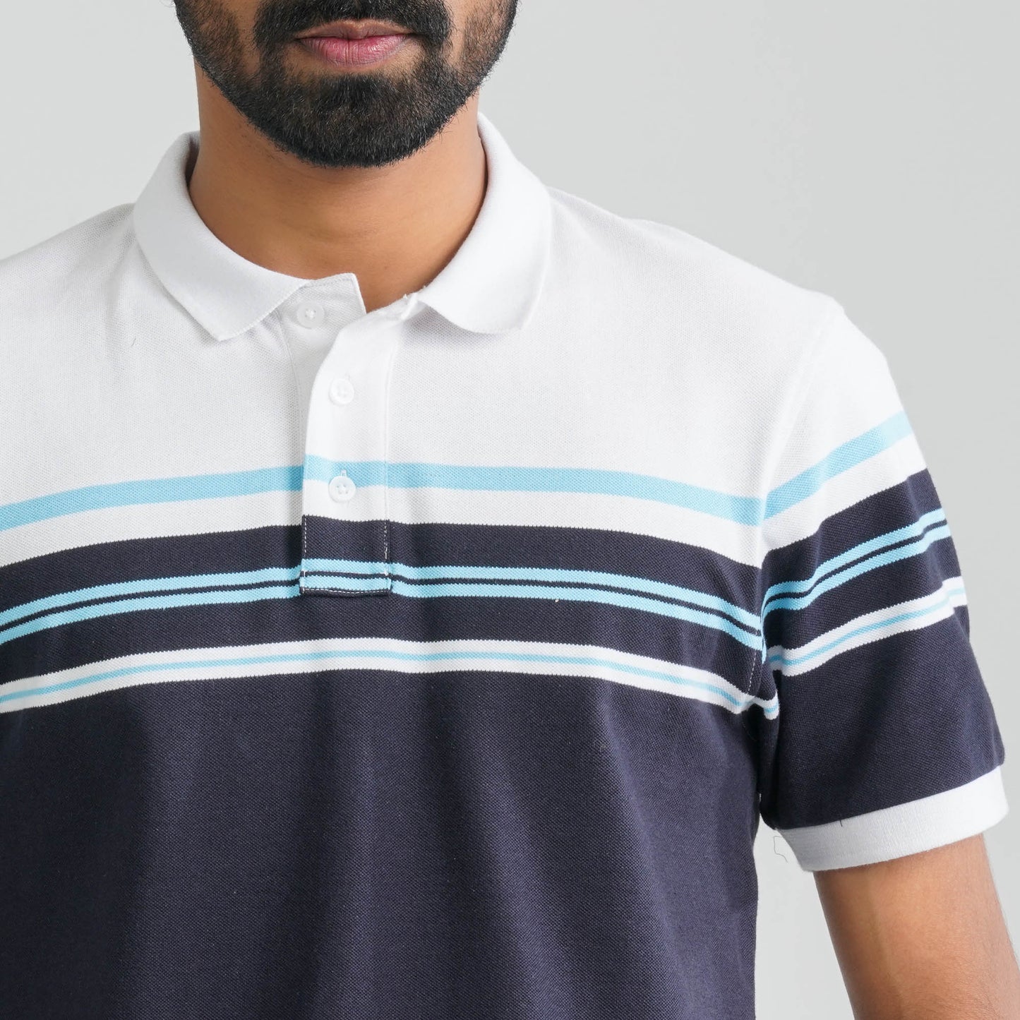 Men's Navy & White Cotton Polo