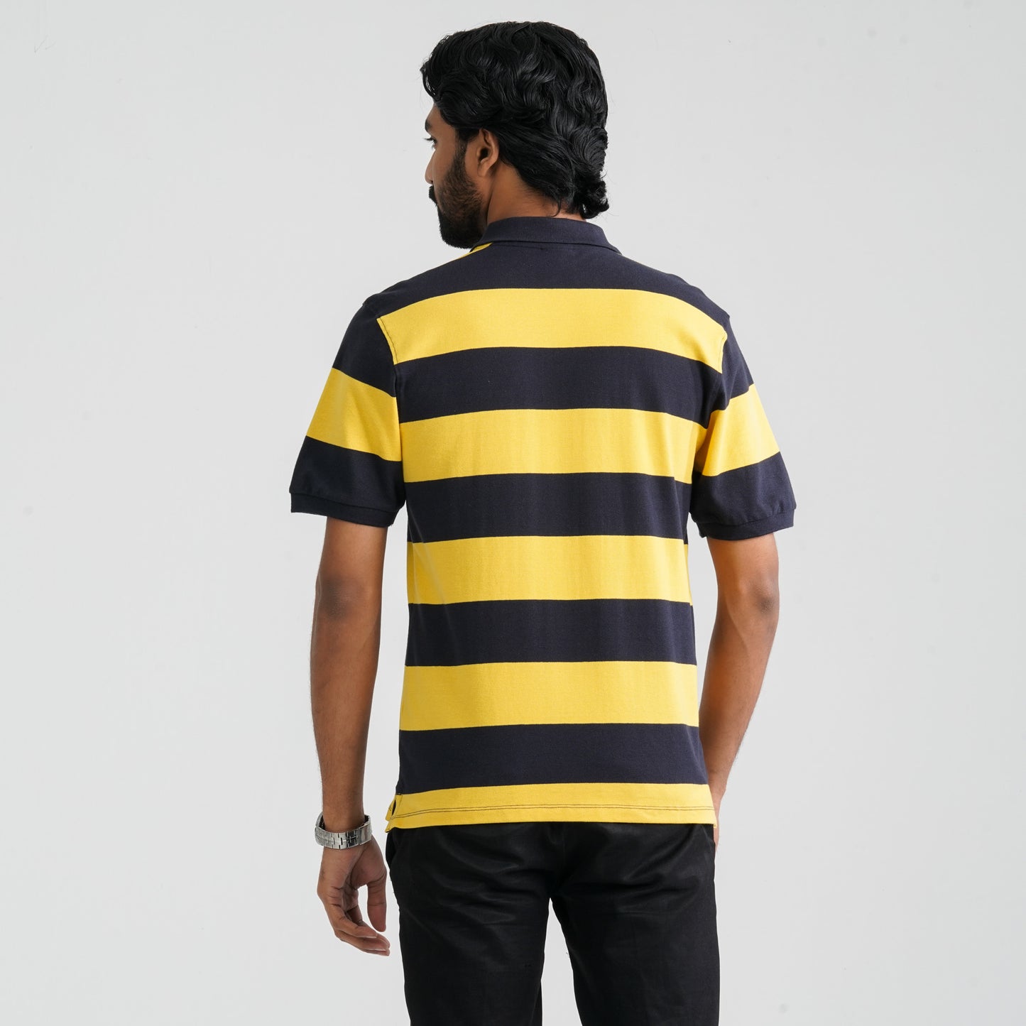 Men's Navy & Mustard Cotton Polo