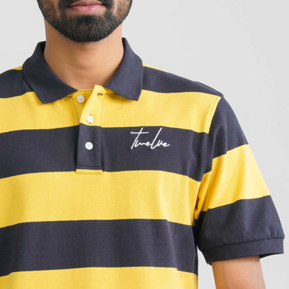 Men's Navy & Mustard Cotton Polo
