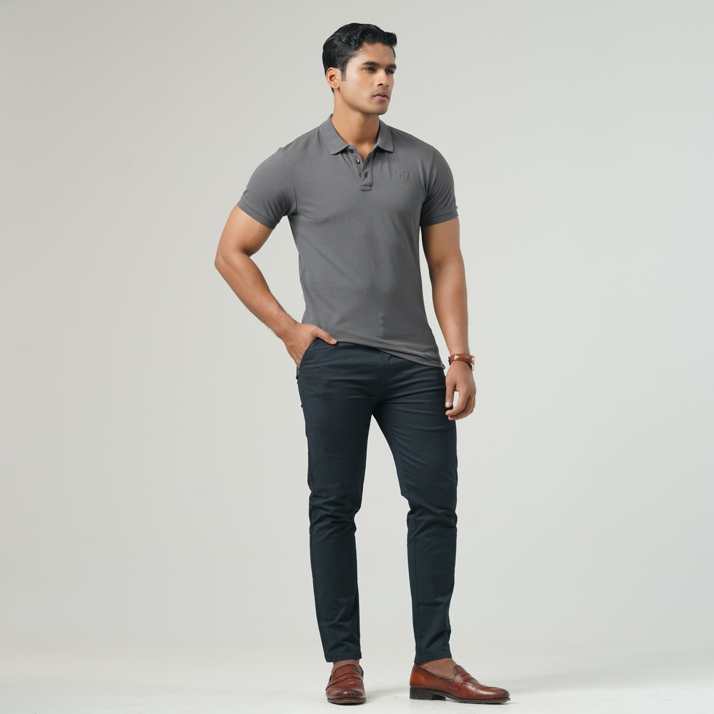 Mens Dark Grey Polo T-Shirt