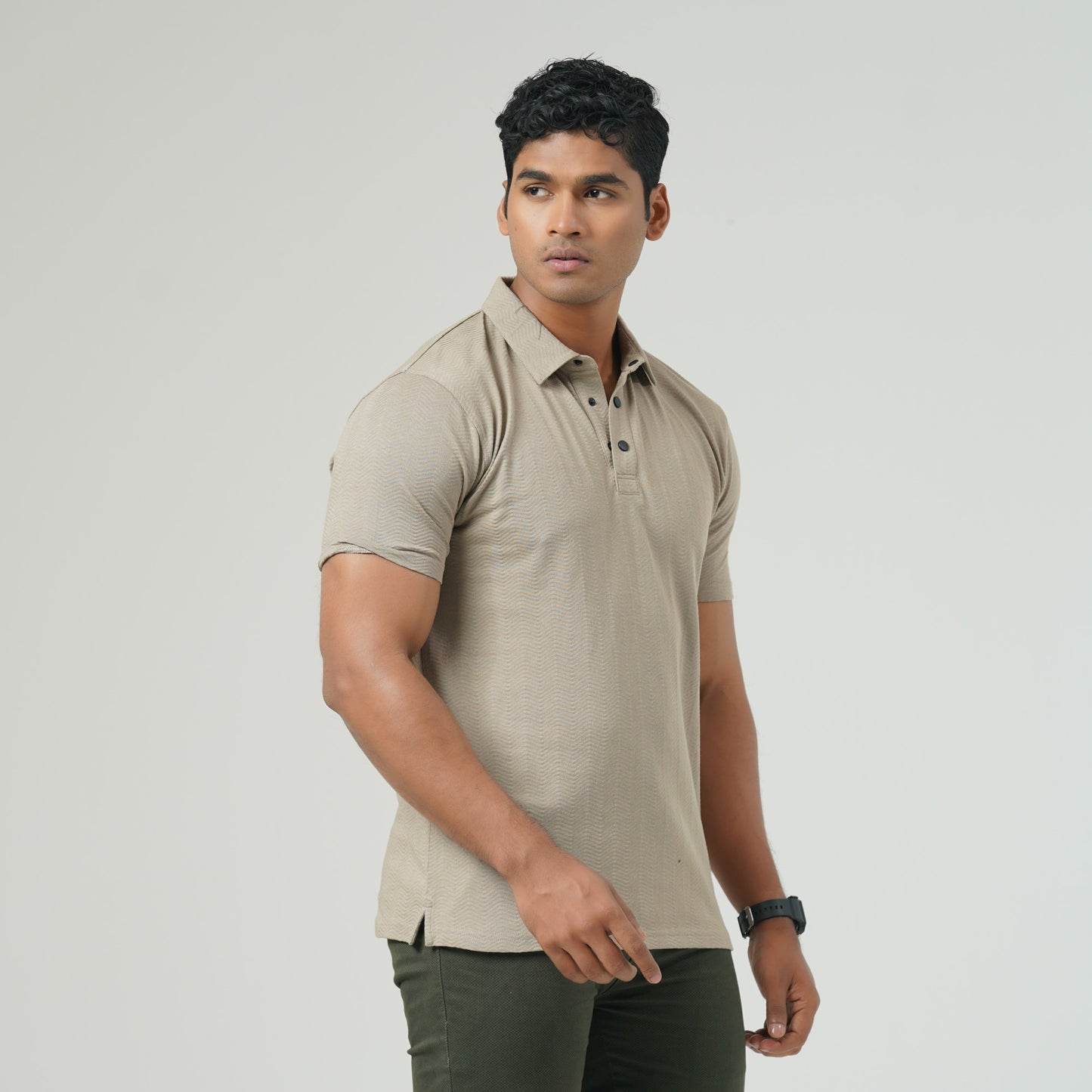 Mens Dark Beige Polo T-Shirt