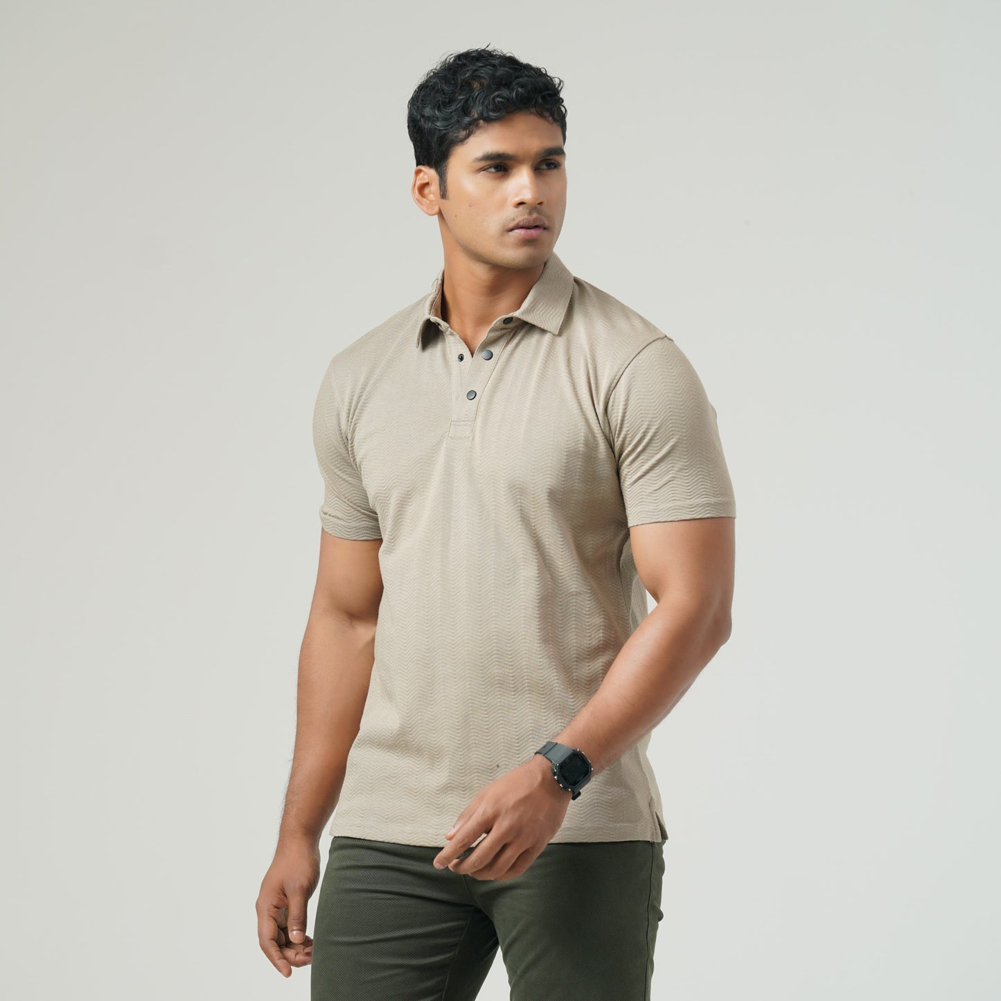 Mens Dark Beige Polo T-Shirt