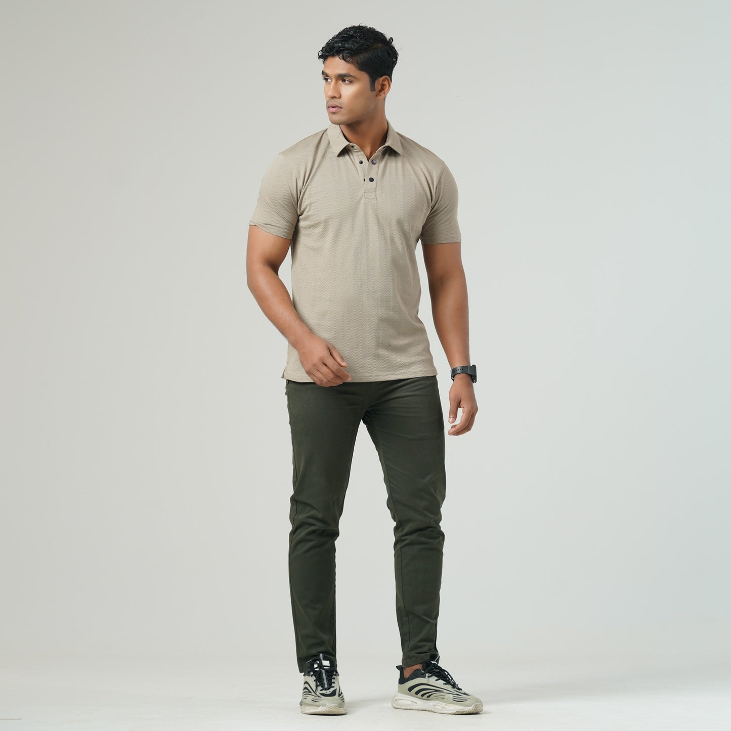 Mens Dark Beige Polo T-Shirt