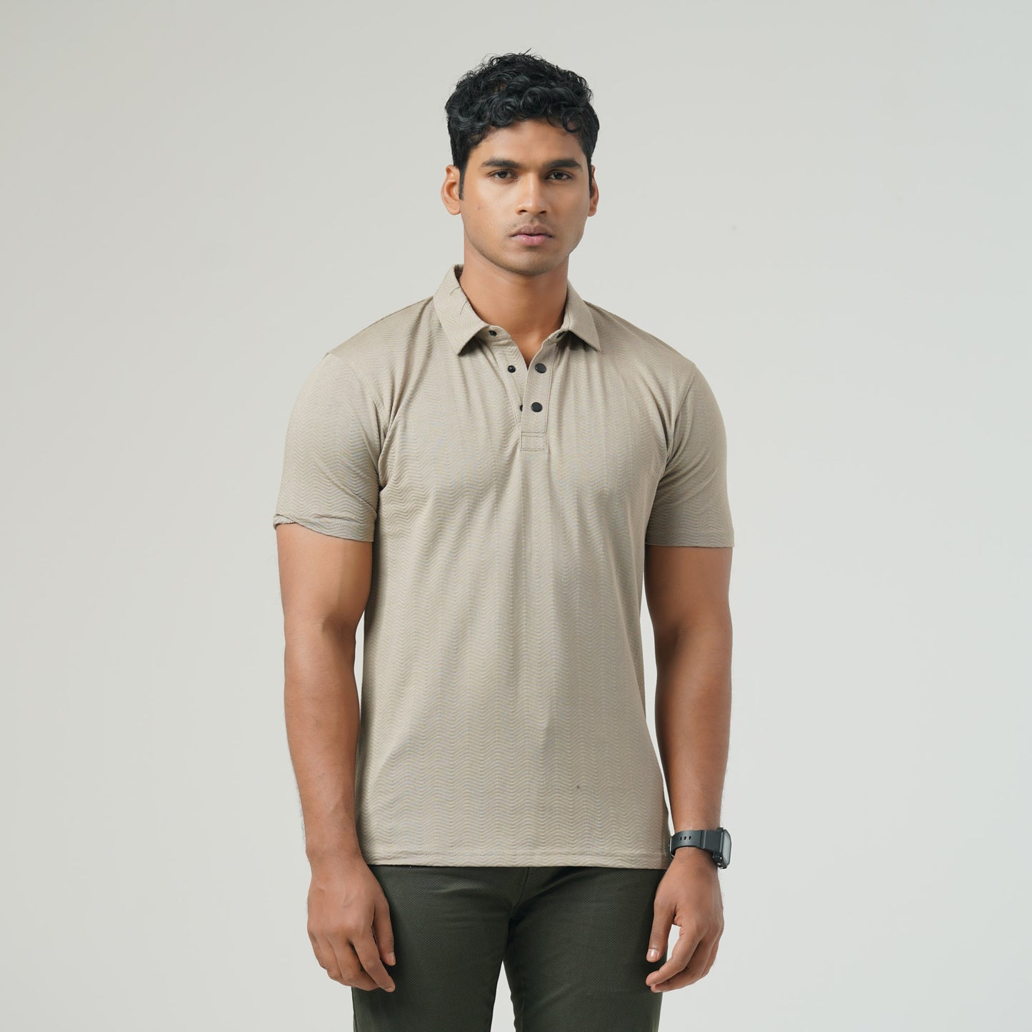 Mens Dark Beige Polo T-Shirt