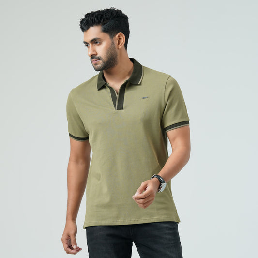 Mens Olive Polo T-Shirt