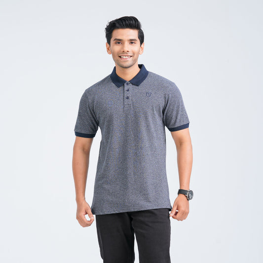 Men's Navy Cotton Blend Polo
