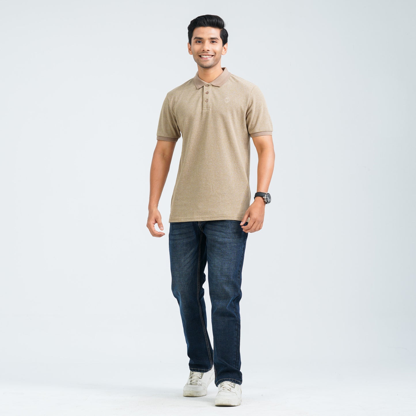 Men's Brown Cotton Blend Polo