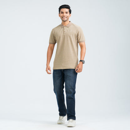Men's Brown Cotton Blend Polo