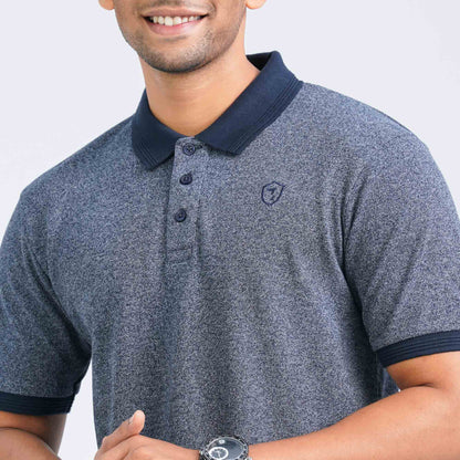 Men's Navy Cotton Blend Polo