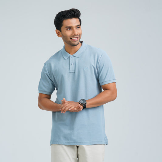 Men’s Dusty Blue Cotton Polo Shirt