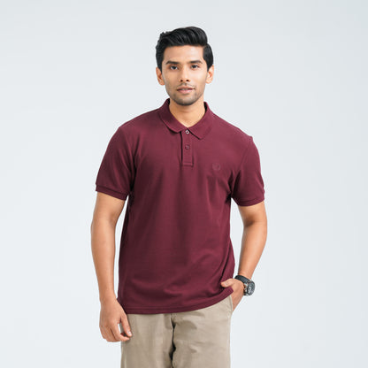 Men’s Maroon Cotton Polo
