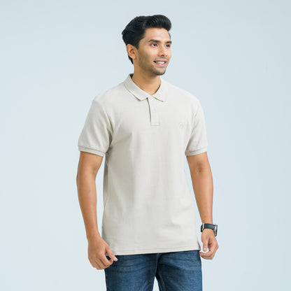 Men’s Beige Cotton Polo