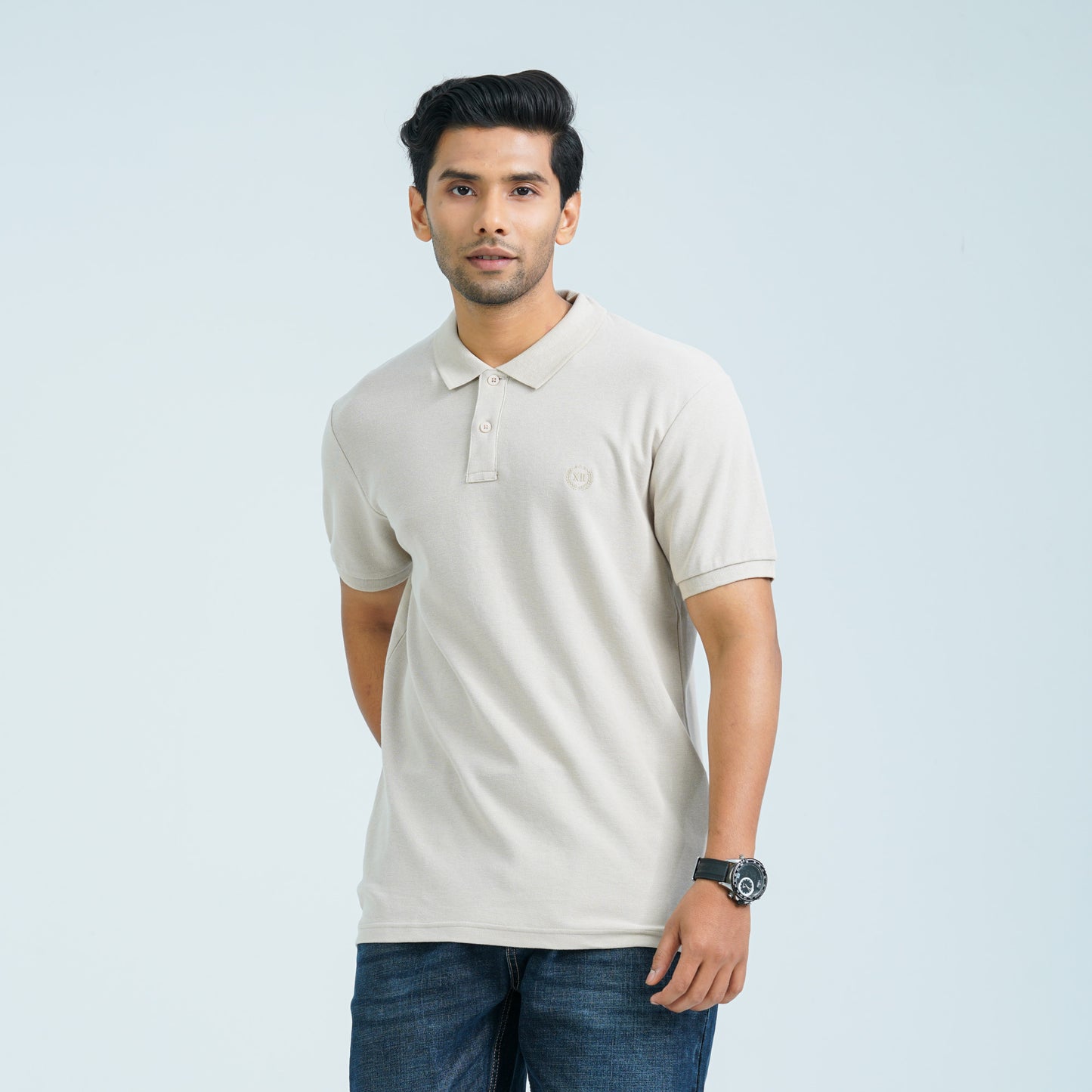 Men’s Beige Cotton Polo