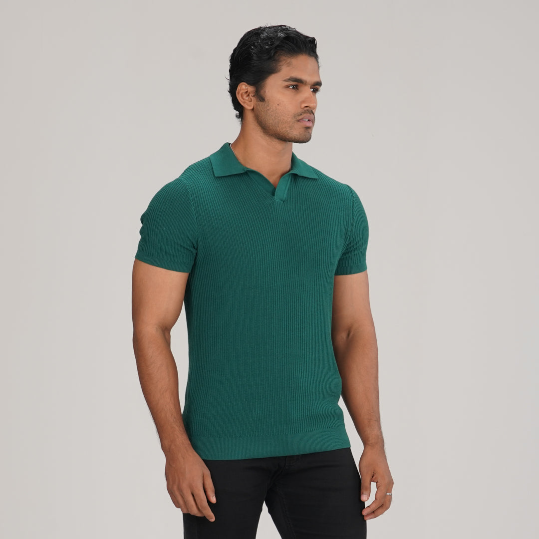 Mens Green Sweater Polo