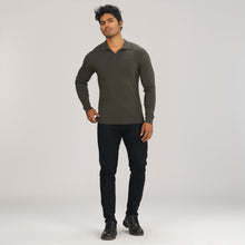 Load image into Gallery viewer, Mens Grey Textured Polo Sweater
