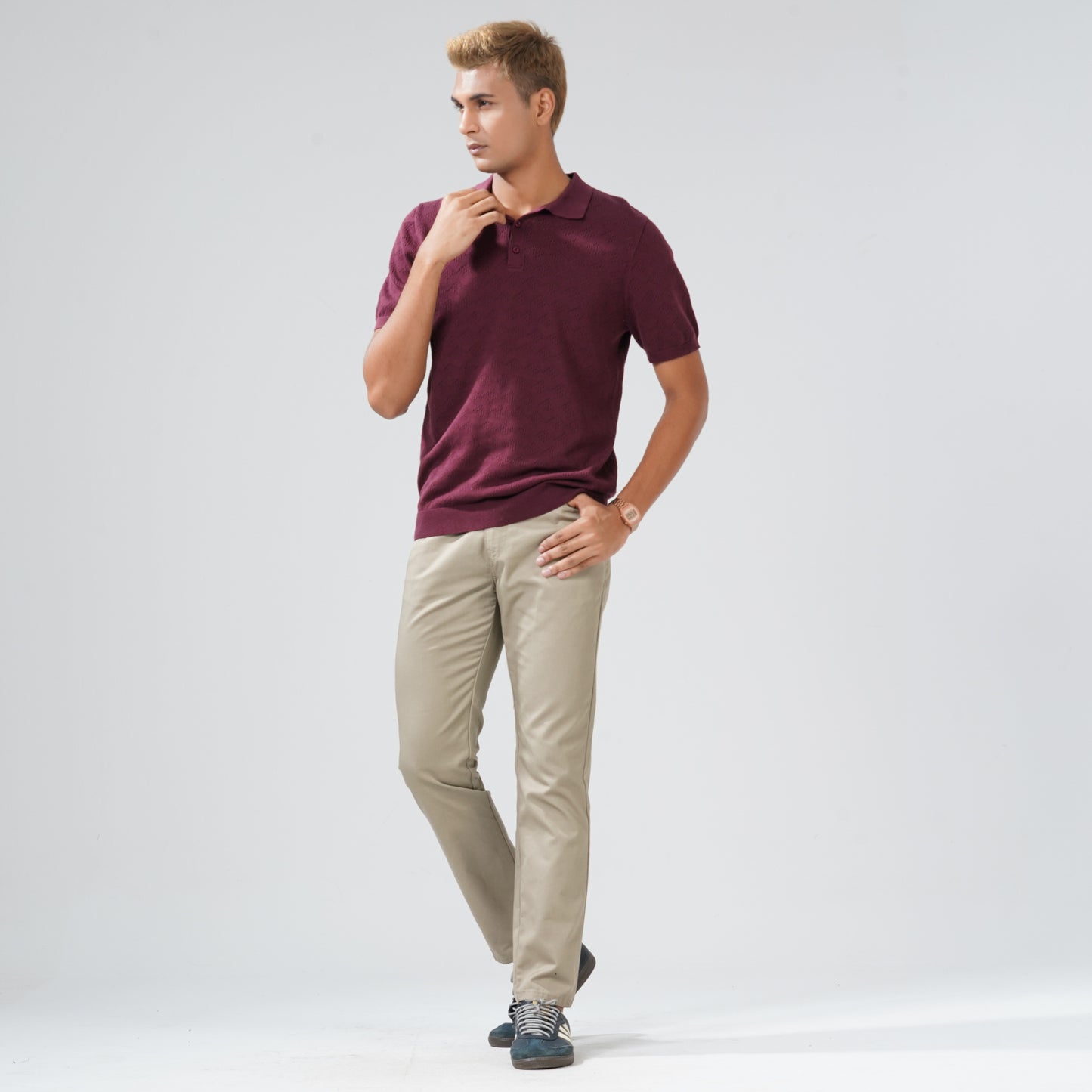 Mens Maroon Sweater Polo