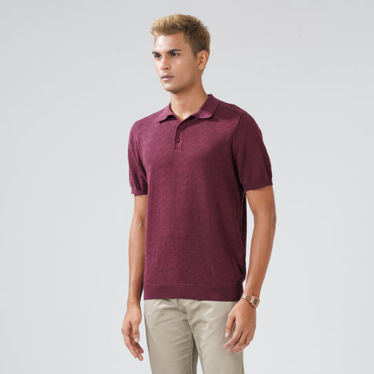 Mens Maroon Sweater Polo