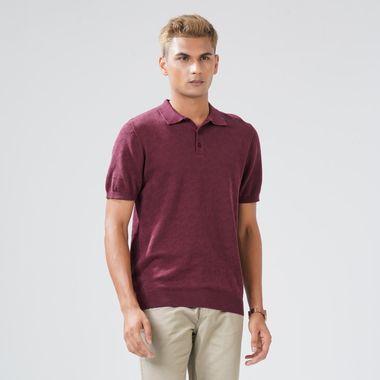 Mens Maroon Sweater Polo