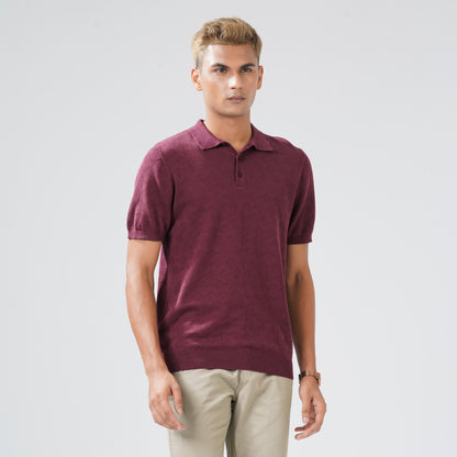 Mens Maroon Sweater Polo