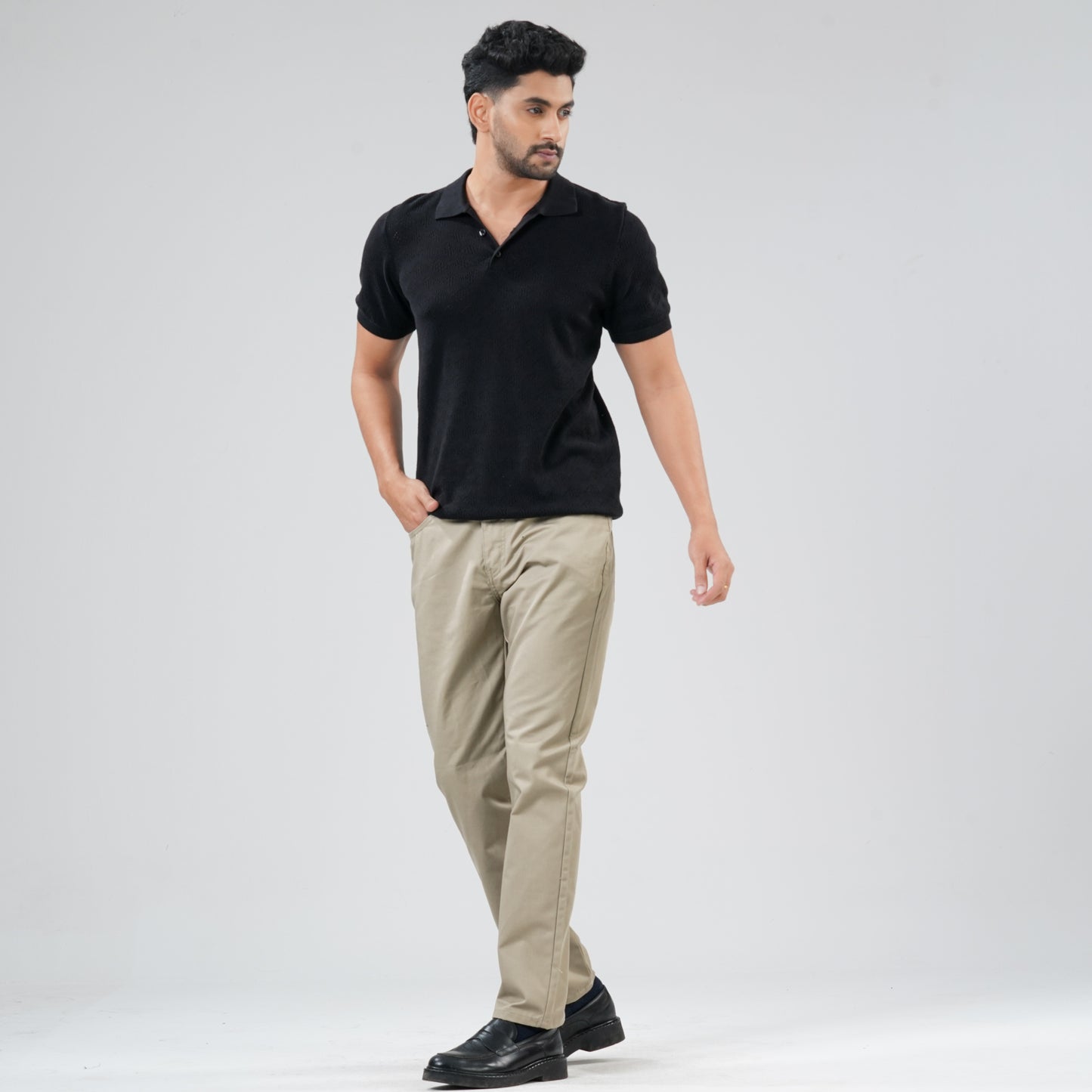 Mens Black Sweater Polo