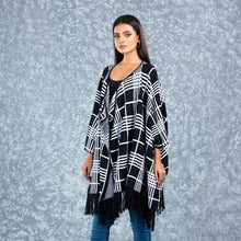 Load image into Gallery viewer, LADIES PONCHO- BLACK &amp; WHITE
