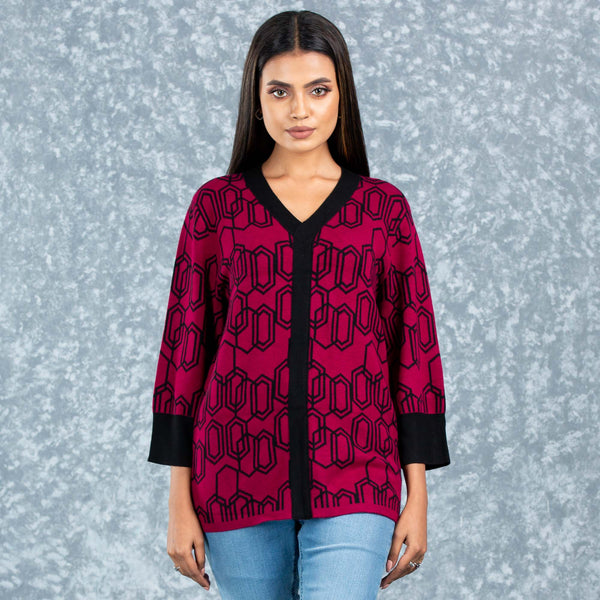 LADIES PONCHO- MAROON