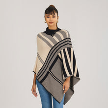 Load image into Gallery viewer, Womens Black &amp; Beige Checked Poncho
