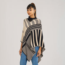 Load image into Gallery viewer, Womens Black &amp; Beige Checked Poncho
