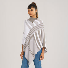 Load image into Gallery viewer, Womens White &amp; Grey Checked Poncho
