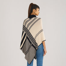 Load image into Gallery viewer, Womens Black &amp; Beige Checked Poncho
