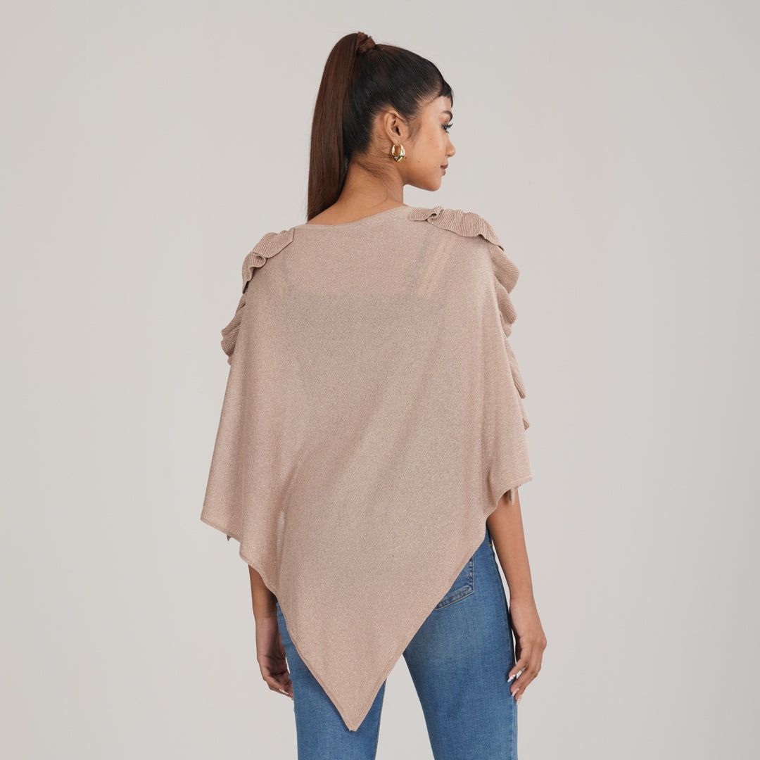 Womens Beige Poncho
