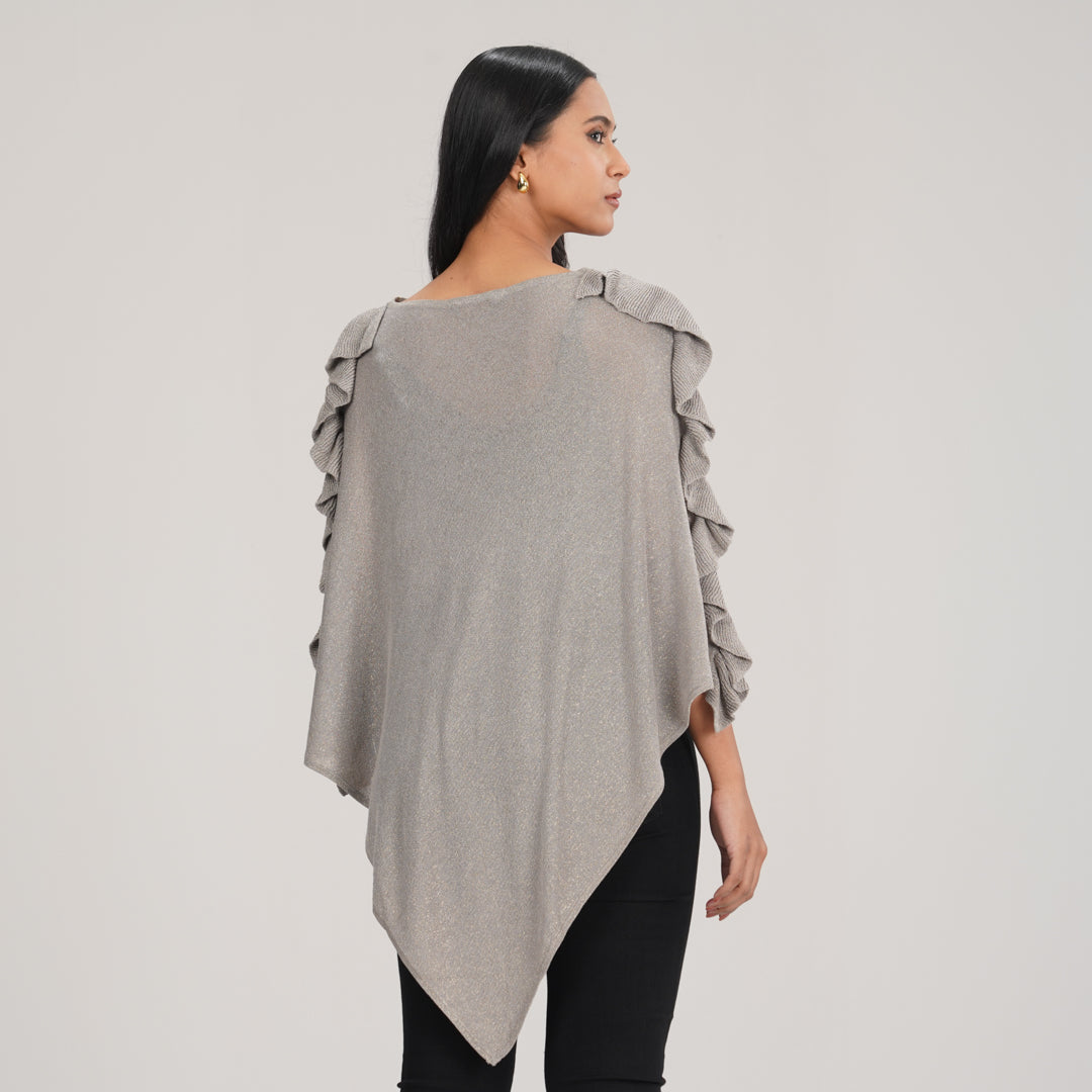 Womens Grey Poncho