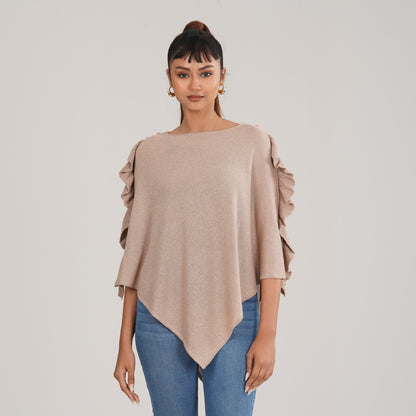 Womens Beige Poncho