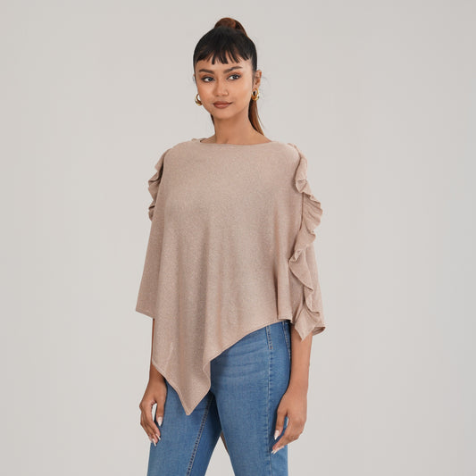 Womens Beige Poncho