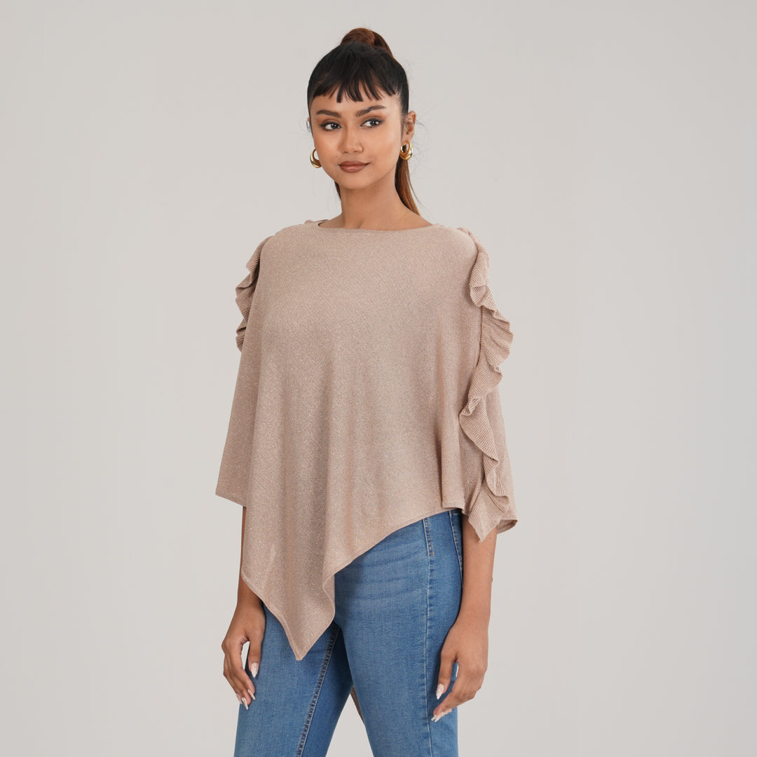 Womens Beige Poncho